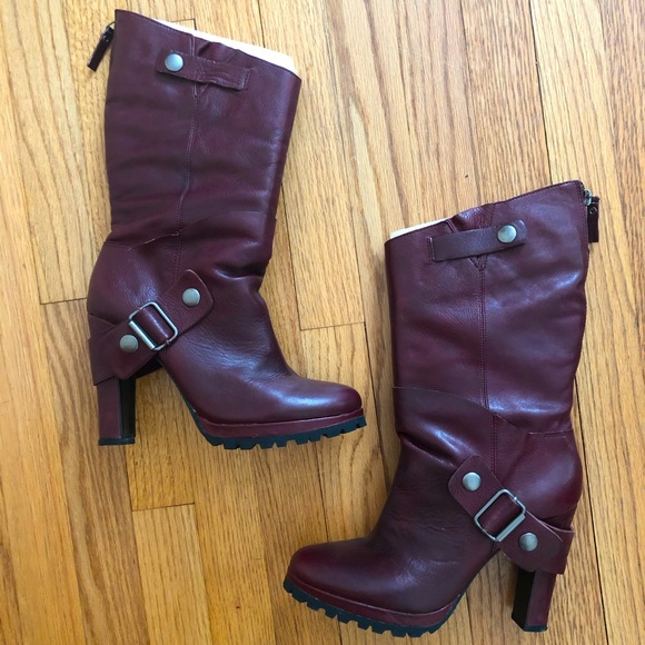 Dolce Vita Oxblood Red Midcalf Boots with Buckle and Zipper details NWOT - Picture 3 of 15
